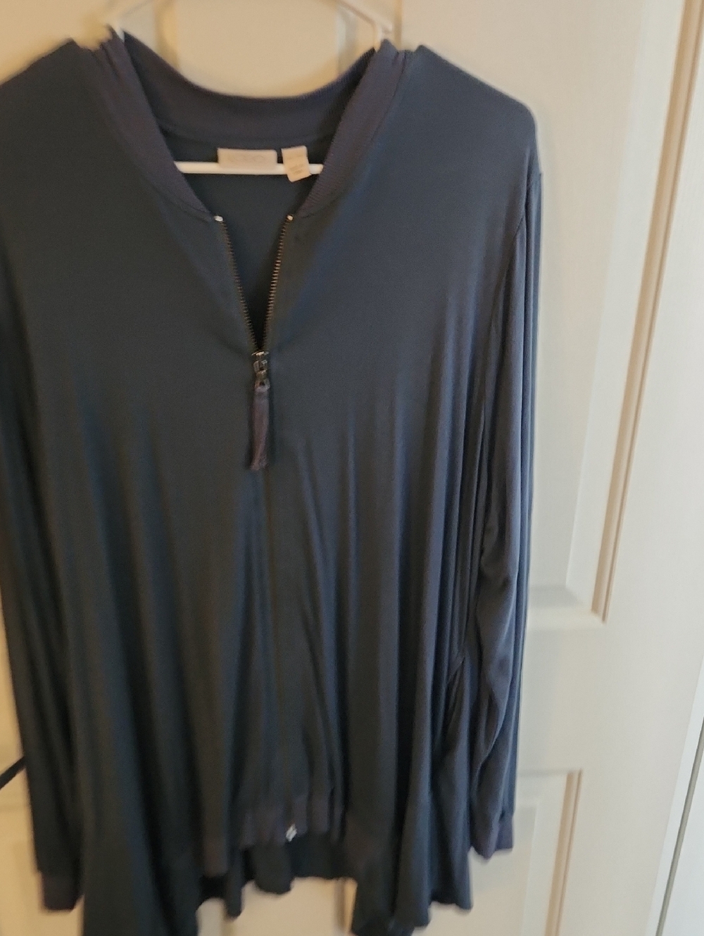 LOGO by Lori Goldstein Navy Zip-Front Lightweight Jacket